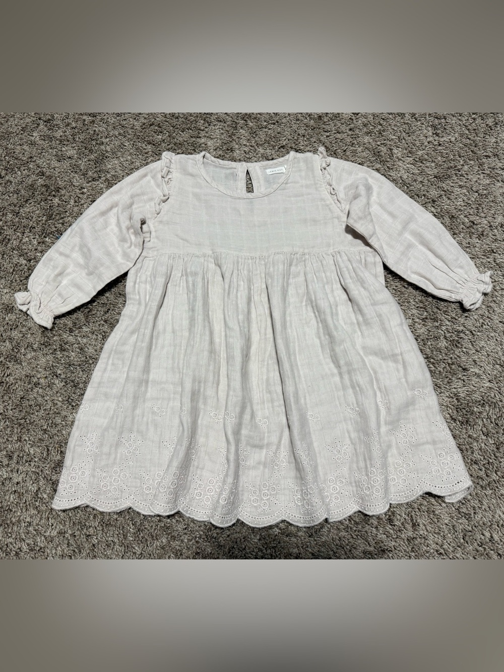 Jamie Kay Cream Eyelet Hem Long Sleeve Dress